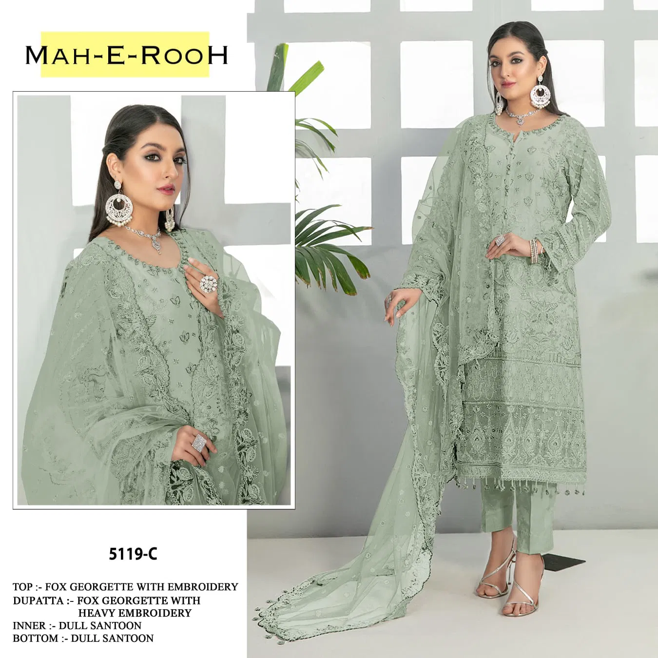 Mah E Rooh 5119 Embroidery Georgette Pakistani Suits Wholesale Shop in Surat
